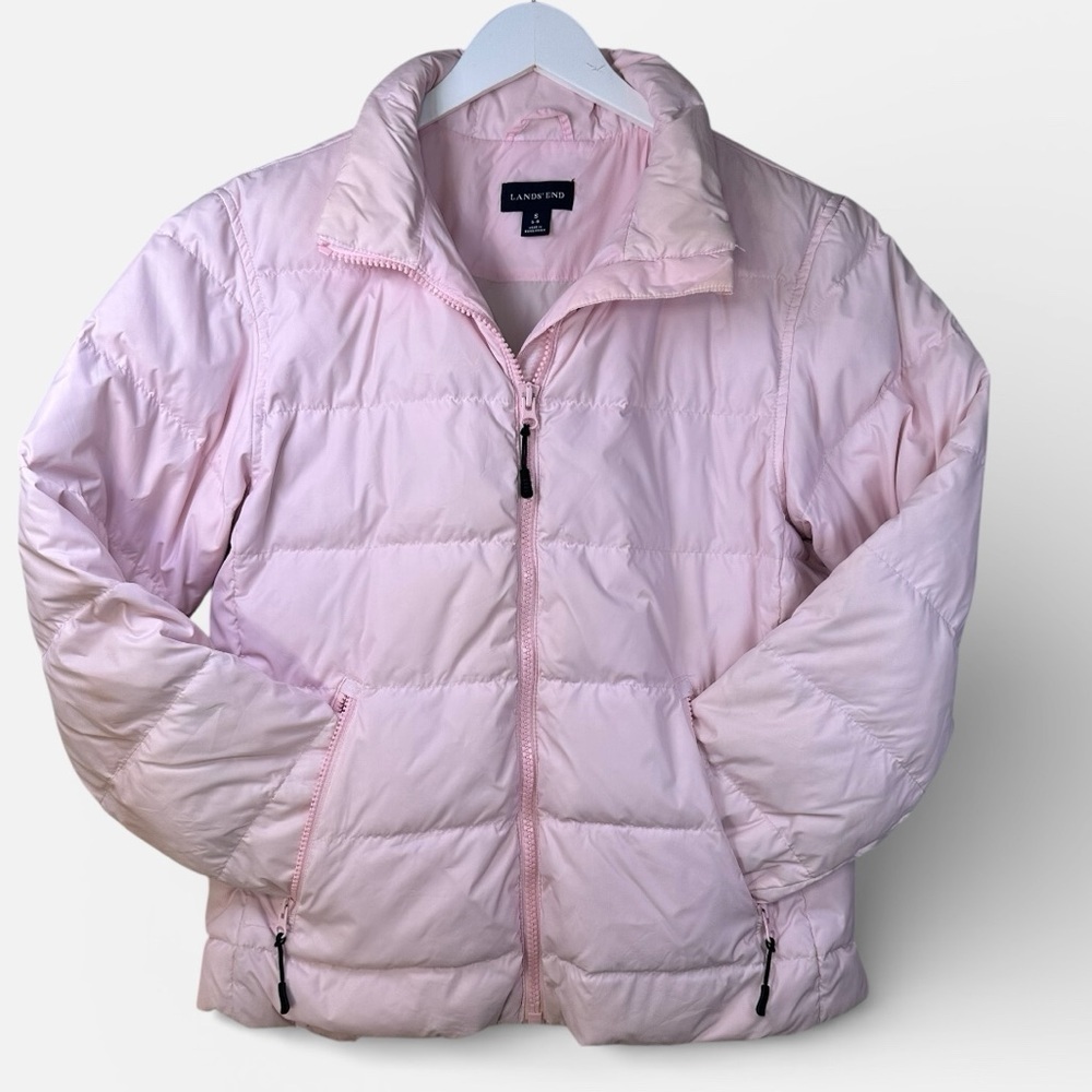 Lands' End Soft Pink Winter Puffer Jacket Size Small 6-8 100% Nylon